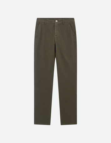 LE EDEN - Pantalon chino kaki surteint -1