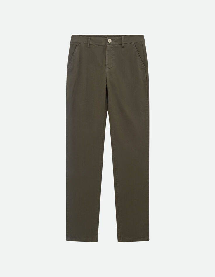 LE EDEN - Pantalon chino kaki surteint -1