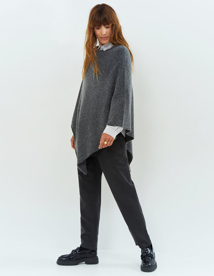ALAMO - Poncho gris en tricot-4