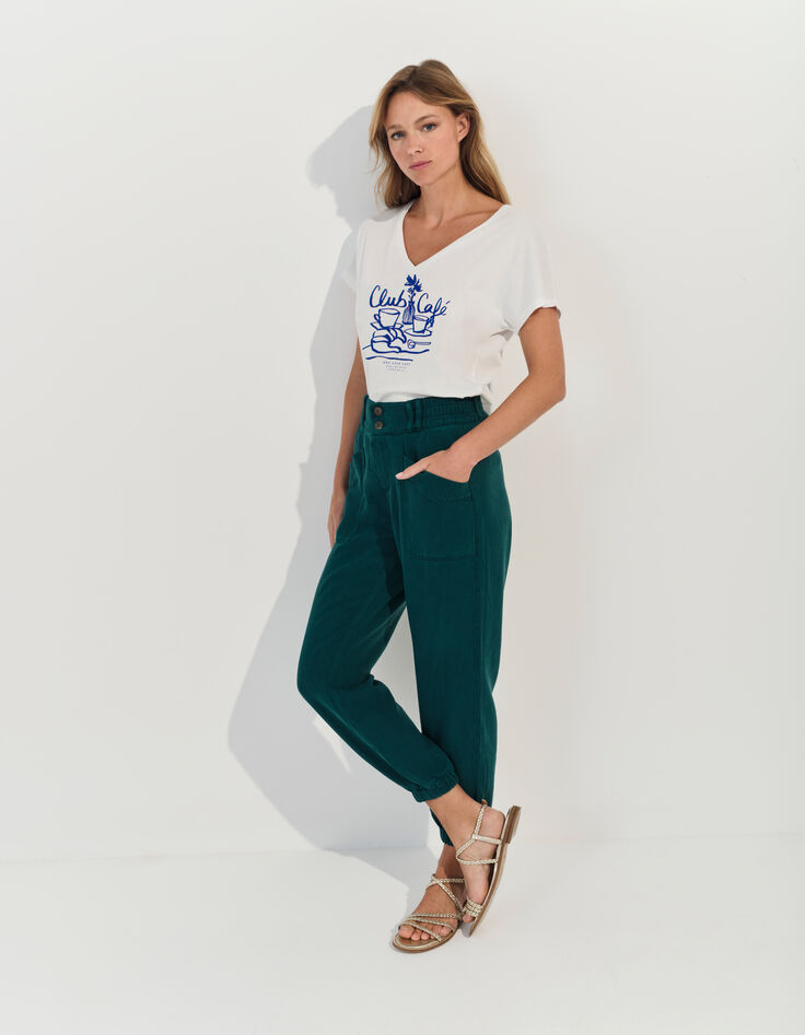 MAGIC- T-shirt blanc coton bio crayonné petit-déjeuner -7