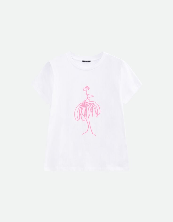 MASTER - T-shirt blanc print danseuse fluo -5
