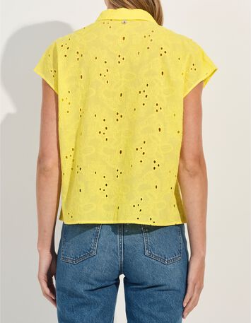 COATI - Chemise jaune broderie anglaise ton sur ton -5