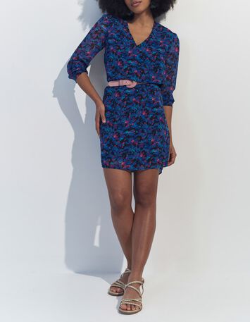 RYANNA - Robe bleue polyester recycl&eacute; floral aquatique -5