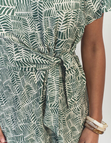 RAMI - Robe verte imprim&eacute; tropical chic -4