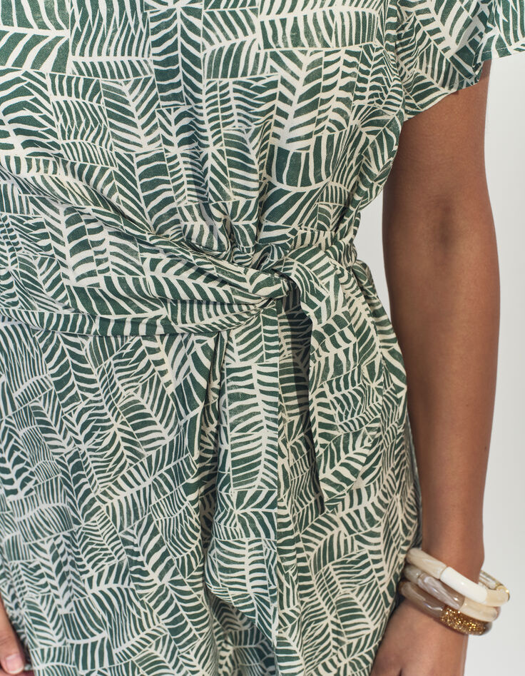 RAMI - Robe verte imprim&eacute; tropical chic -4
