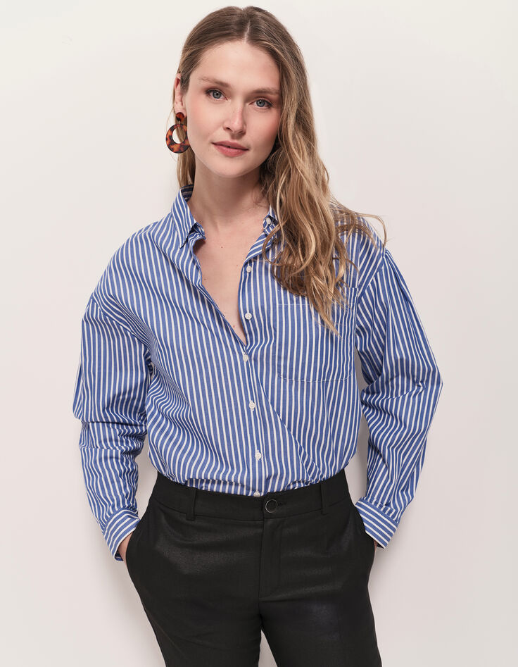 CELESTE - Chemise bleu ciel popeline rayée-1 CELESTE - Chemise bleu ciel popeline rayée-1