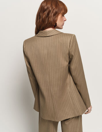 VITO - Veste de costume beige rayures tennis lurex-3