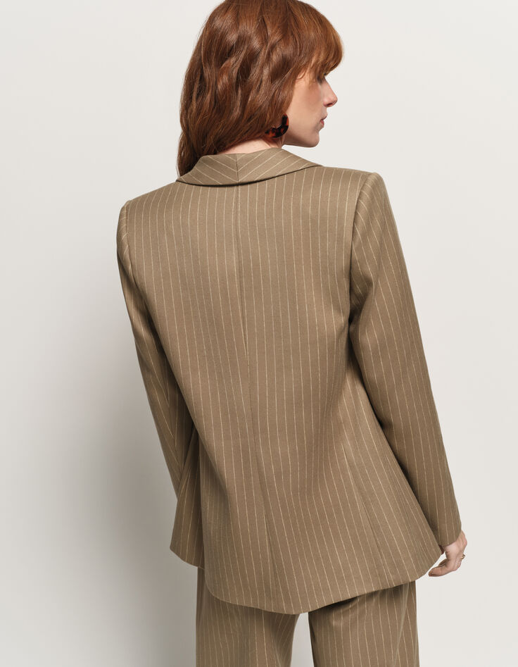 VITO - Veste de costume beige rayures tennis lurex-3