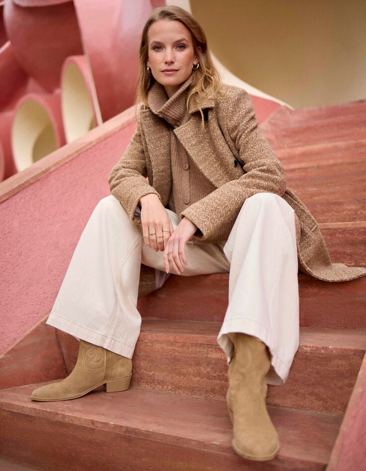DREDA - Manteau beige drap de laine fantaisie-8 DREDA - Manteau beige drap de laine fantaisie-8