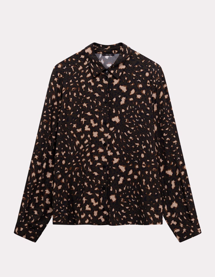 COMO - Chemise kaki Lenzing™ Ecovero™ tachiste animalier-6