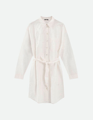 ROMEA - Robe chemise écrue en broderie anglaise-4