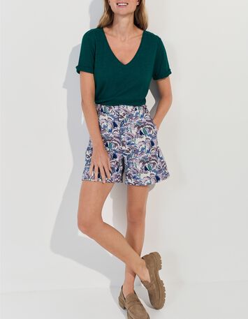 MARINGA - T-shirt vert d&eacute;tails dentelle -2