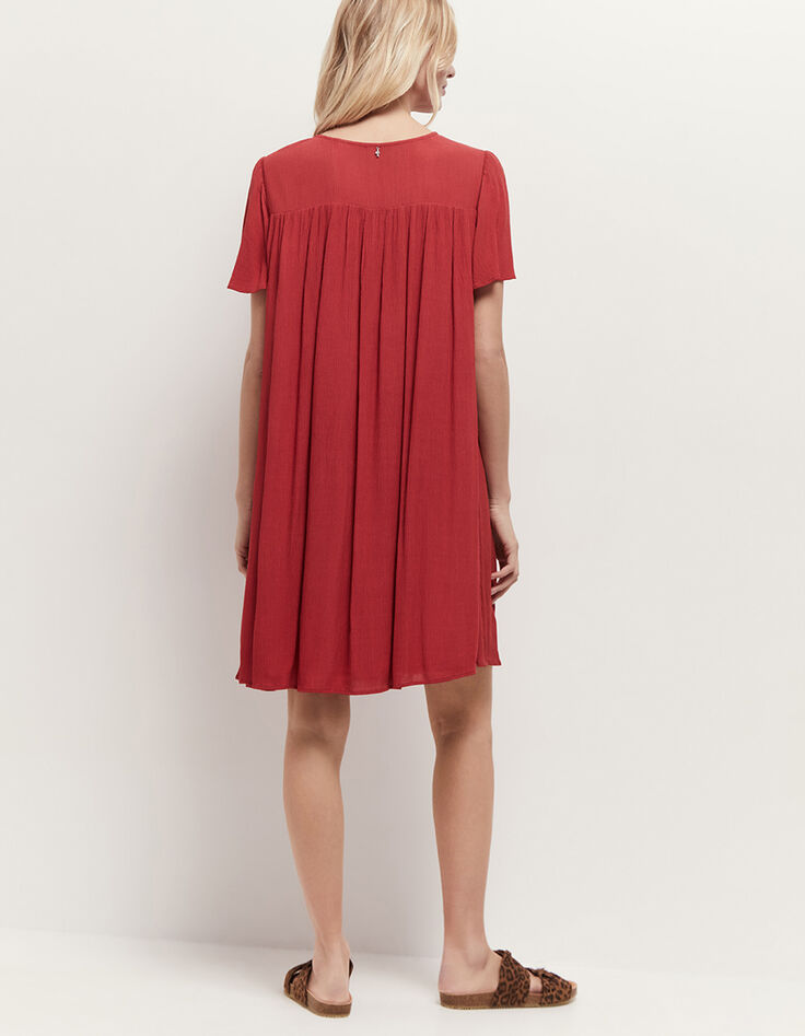 REVIA - Robe chilipepper en crêpe broderies ton sur ton-3