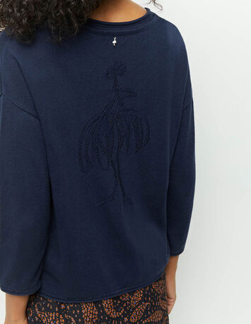 TZAR - Pull marine tricot fin avec danseuse dos-2