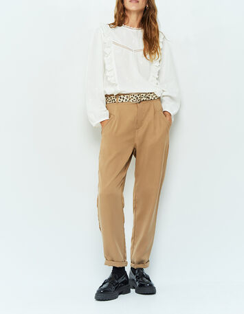 CATALINA - Blouse écrue brodée avec volants-5