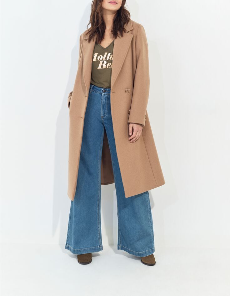 MEZZO - T-shirt kaki message m&eacute;tallis&eacute;-3