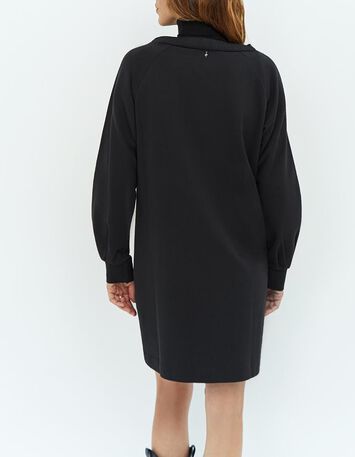 RANA - Robe sweat noir avec broderies ton sur ton-3