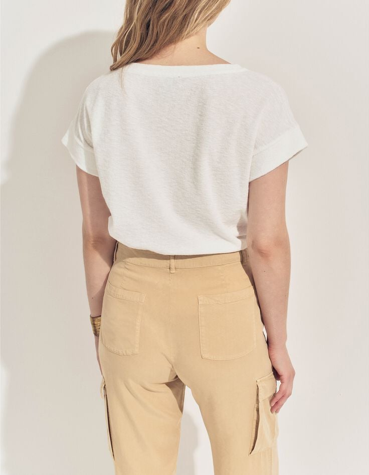 MANILIA- T-shirt blanc &eacute;ponge broderie monogramme-3