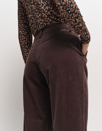 POETE - Pantalon de tailleur marron velours côtelé-5