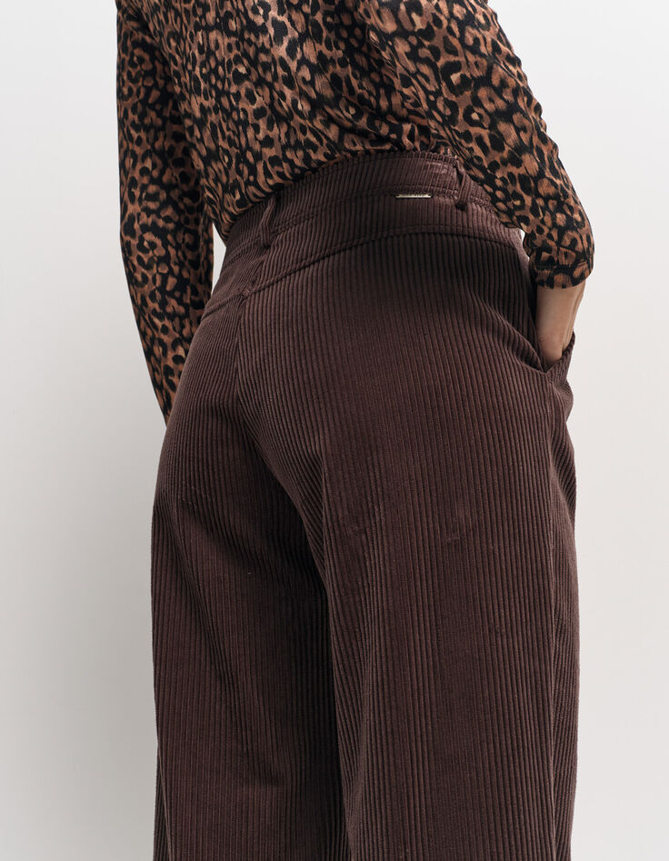 POETE - Pantalon de tailleur marron velours côtelé-5