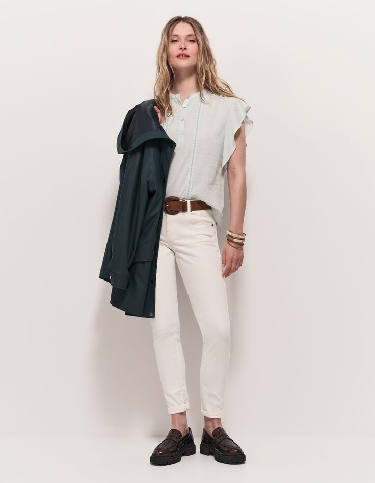 CHARME - Top vert avec volants et bandes dentelle-6 CHARME - Top vert avec volants et bandes dentelle-6