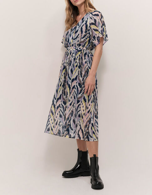 RADKA - Robe midi écrue à imprimé ikat luminescent - One Step