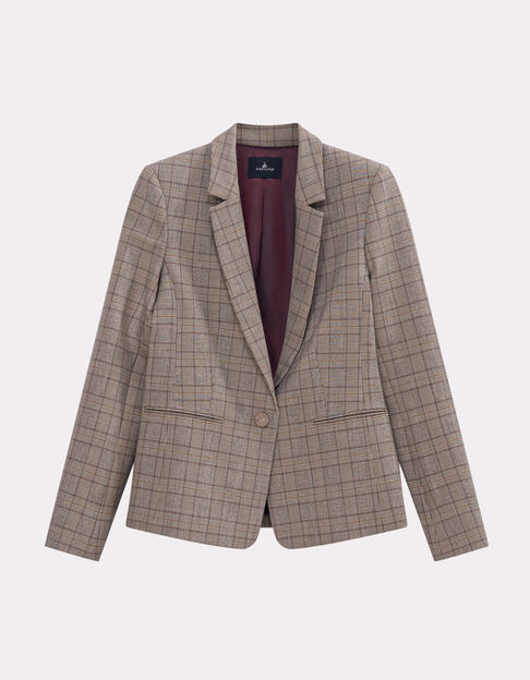 VELMA - Veste de tailleur beige motif prince-de-galles - One Step