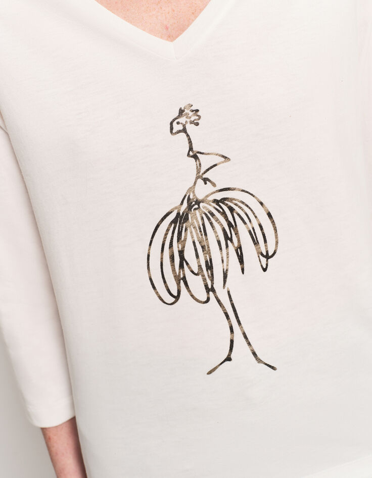 MARA - T-shirt écru danseuse effet animalier-4