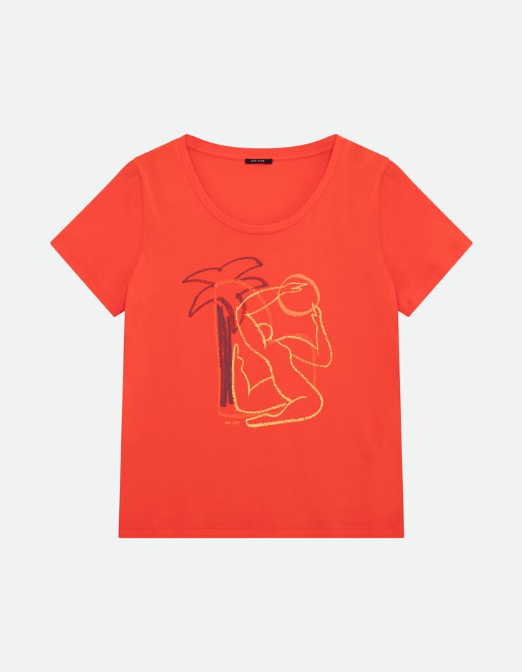MADIE - T-shirt orange coton bio visuel danseuse arty -6 MADIE - T-shirt orange coton bio visuel danseuse arty -6