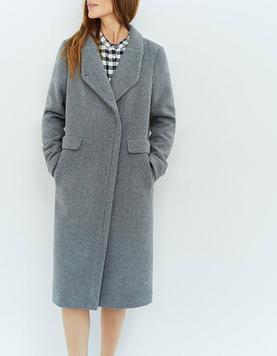 DUSTIN - Manteau gris avec bord-côte au col - One Step