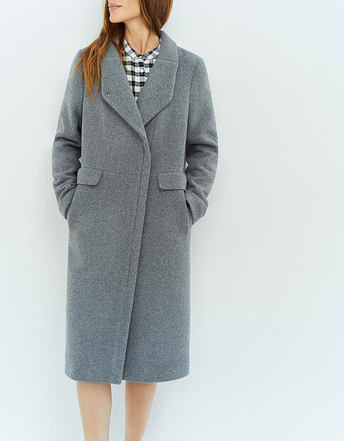 DUSTIN - Manteau gris avec bord-côte au col - One Step