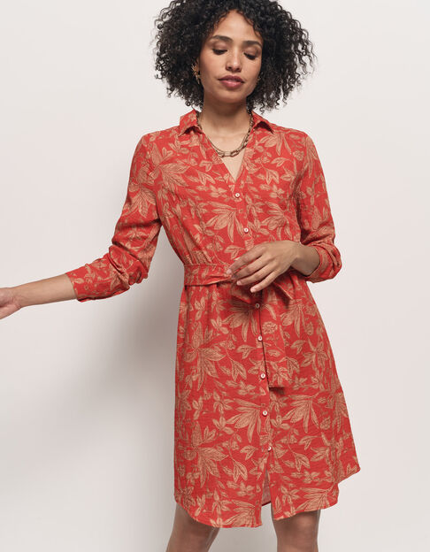 REALLY - Robe chemise orange imprimé jungle flash - One Step
