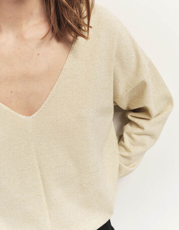 TRACY - Pull coloris platine en tricot fantaisie-3