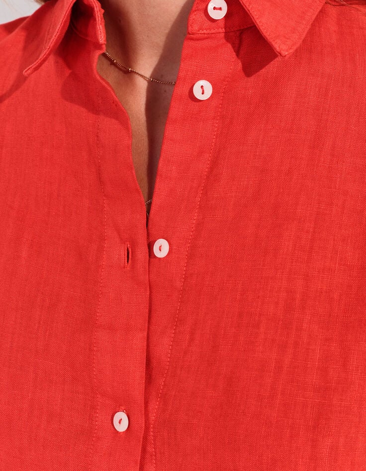 REACH - Robe chemise orange lin certifi&eacute; surteint-4