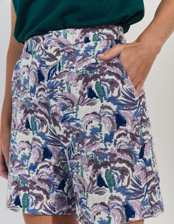 PITYS - Short écru jacquard motif écume-2