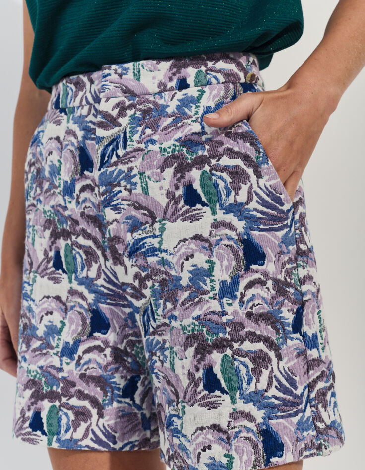 PITYS - Short écru jacquard motif écume-2
