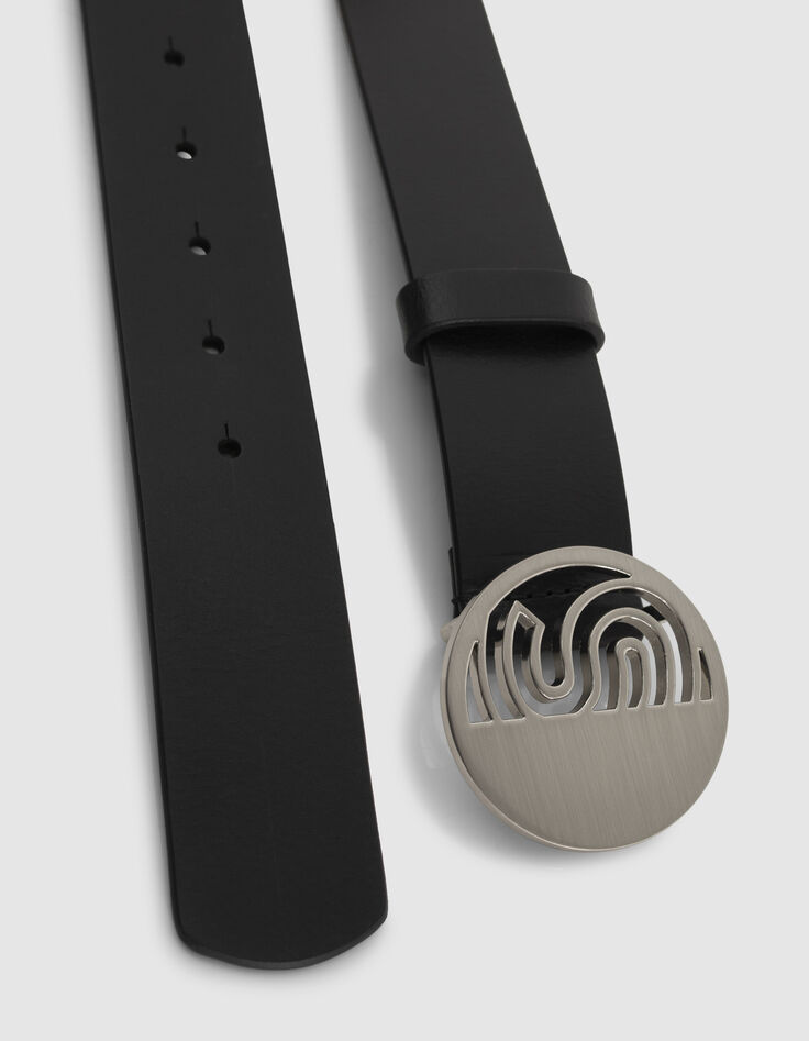 AGREE - Ceinture noire en cuir à boucle Art Déco-2