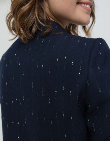 VOICE - Veste de tailleur marine rayures lurex-4