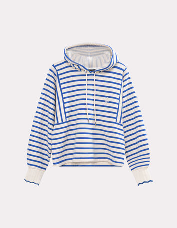 MAT - Sweat à capuche rayé bleu coton bio brodé danseuse-5