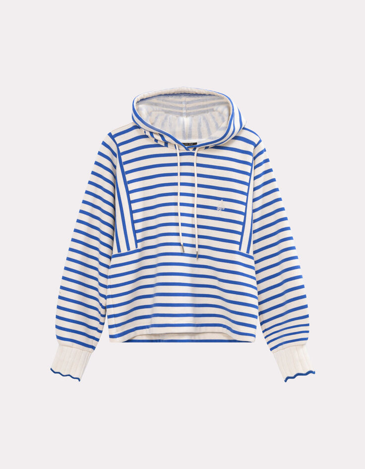 MAT - Sweat à capuche rayé bleu coton bio brodé danseuse-5