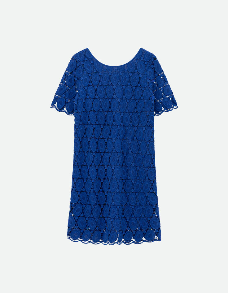RIELLE - Robe bleue dentelle esprit macram&eacute; -4