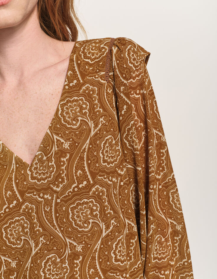 REILLY - Robe jaune polyester recyclé harmonie fleurie-4
