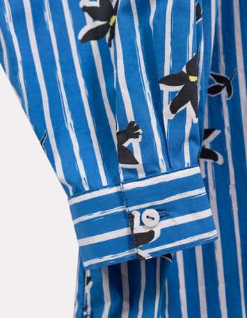 RAYOL - Robe chemise bleue imprim&eacute; rayures printani&egrave;res-3