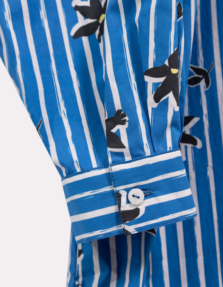RAYOL - Robe chemise bleue imprim&eacute; rayures printani&egrave;res-3