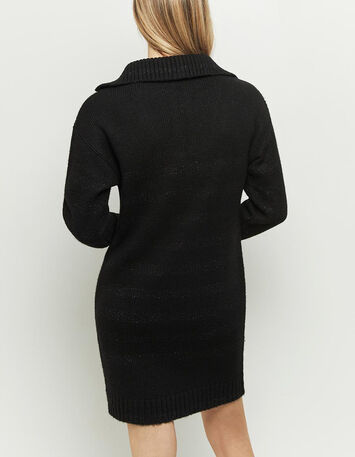RELAX - Robe noire col camionneur tricot lurex à rayures-3