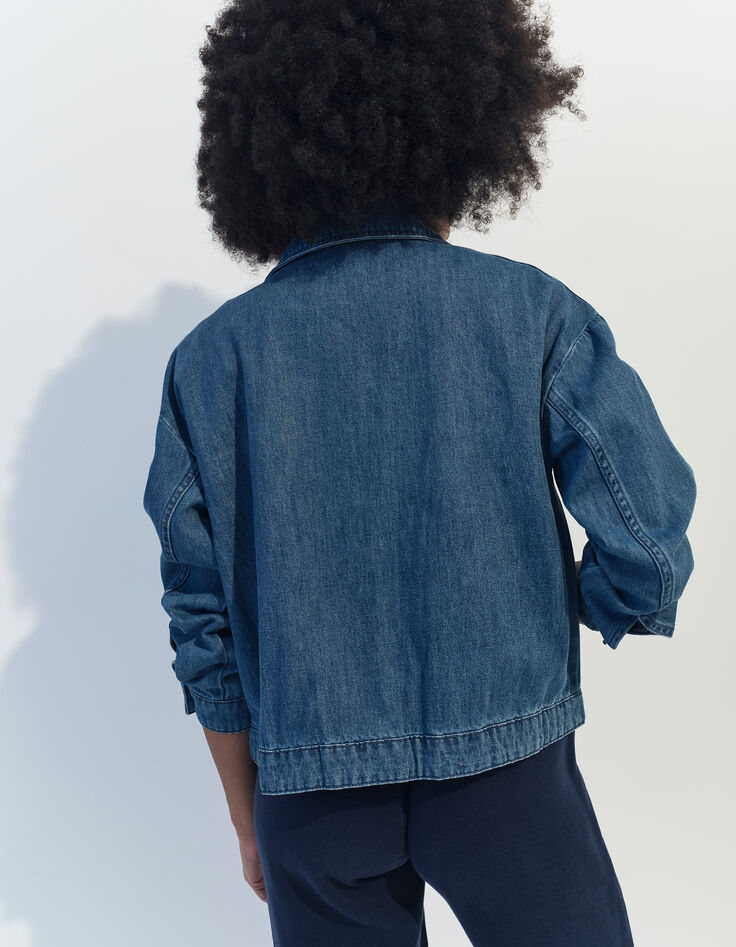 DANILO - Veste en jean bleu oversize poches poitrine-3