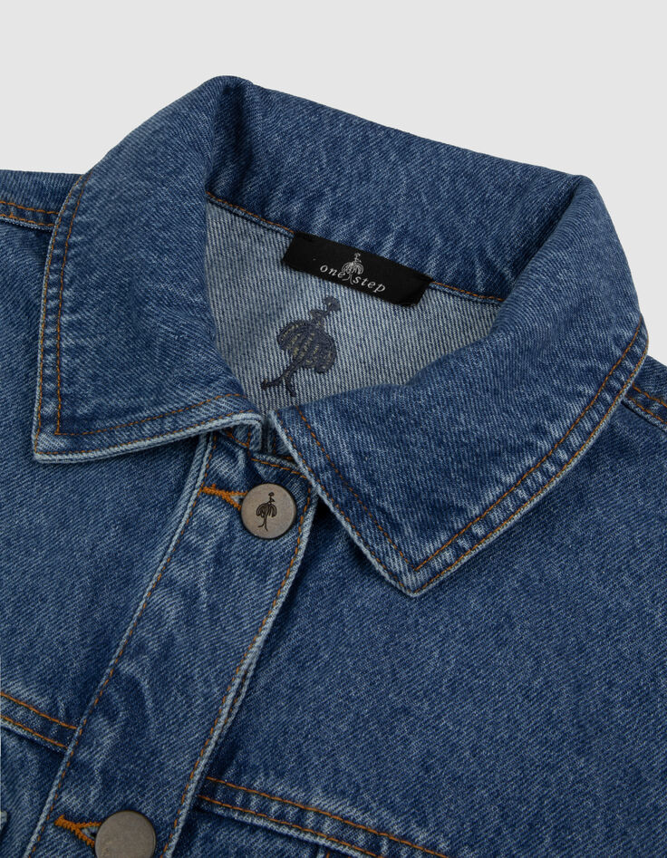 DELPHES - Blouson en jean bleu poches plaqu&eacute;es-2