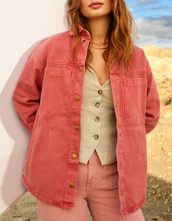 DULCE - Surchemise en jean rose waterless maxi poches -8