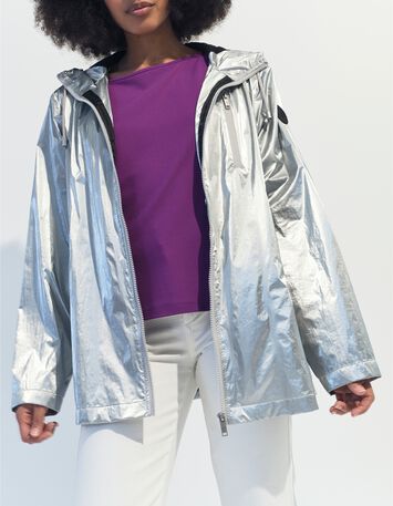 DUARTE - Parka argent&eacute;e &agrave; capuche -1