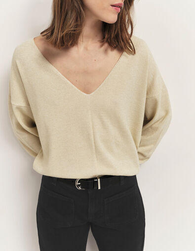 TRACY - Pull coloris platine en tricot fantaisie - One Step